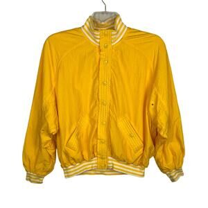VTG LIZ WEAR (Liz Claiborne) Yellow Varsity 80s Windbreaker Jacket Sz S